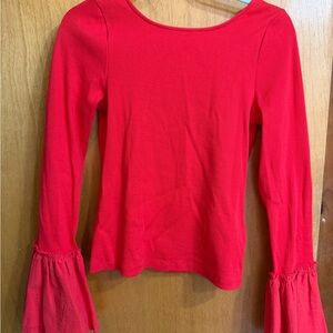 Women’s Red Long-Sleeve Bell Cuff Top